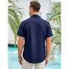 Men's Cotton Linen Shirt Short Sleeve Cuban Guayabera Casual Summer Beach Button Down Shirts With Pocket - 4 of 4