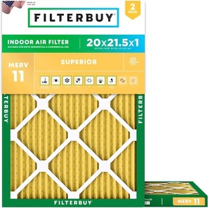 Filterbuy 20x21.5x1 Air Filter (2-Pack), Pleated MERV 11 Allergen Defense Replacement HVAC AC Furnace Filters (Actual Size: 19.88 x 21.50 x 0.75) - 1 of 4