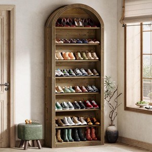 Tribesigns 8-Tier Tall Shoe Storage Cabinet, Large Shoe Organizer, Wooden Freestanding Shoe Rack for Closet Entryway - 1 of 4