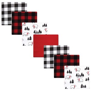 Hudson Baby Infant Boy Cotton Flannel Receiving Blankets Bundle, Buffalo Plaid Bear, One Size - 1 of 4