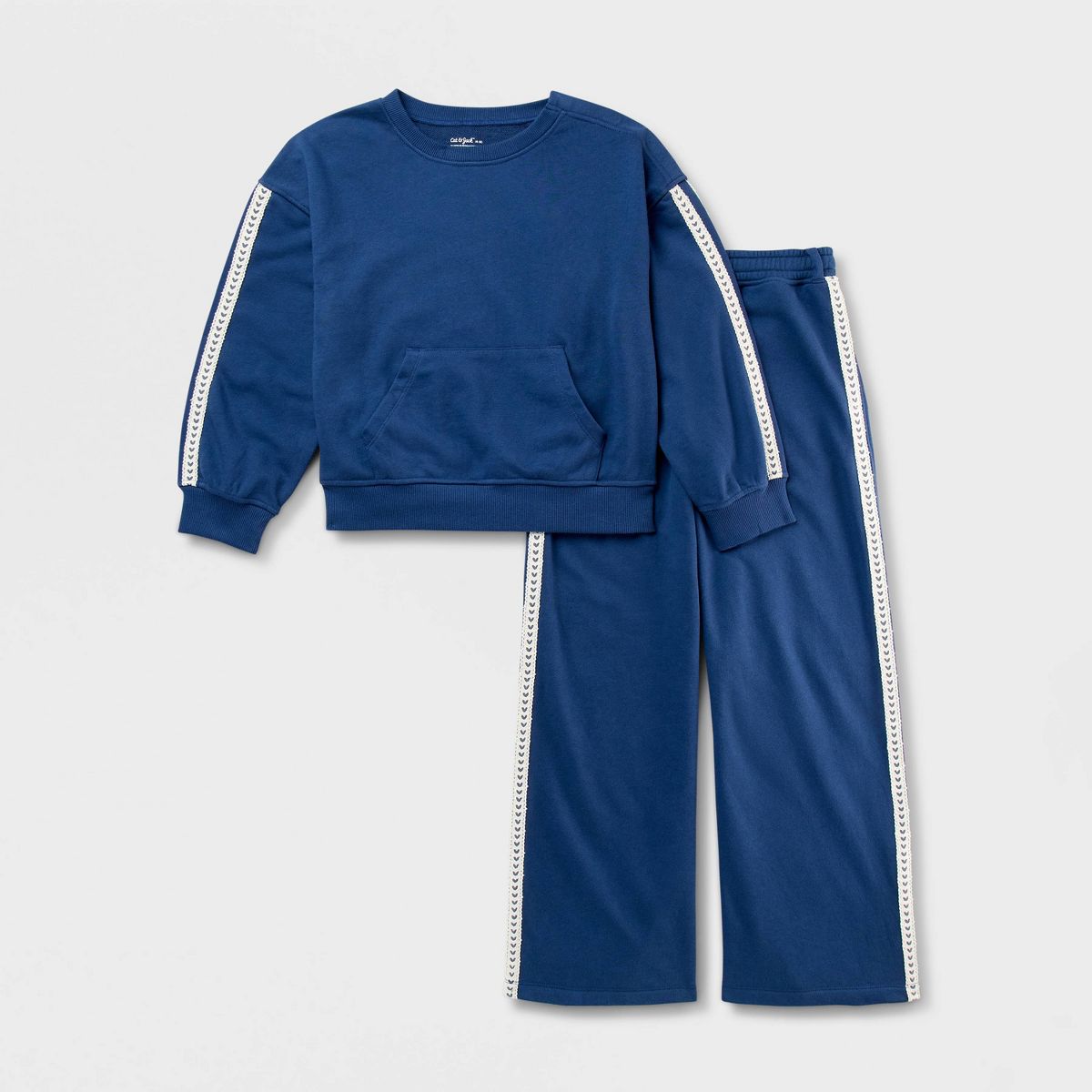 Girls' Adaptive French Terry Sweatshirt and Pants Set - Cat & Jack™ Blue
