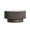 Sapphtopaz Modern Coffee Table with Faux Marble Pattern Stickers Round End Coffee Table Small Side Table for Living Room,Apartment,Dark Brown - 2 of 4