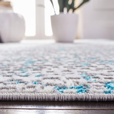Amelia Grey and Turquoise Rectangular Washable Area Rug