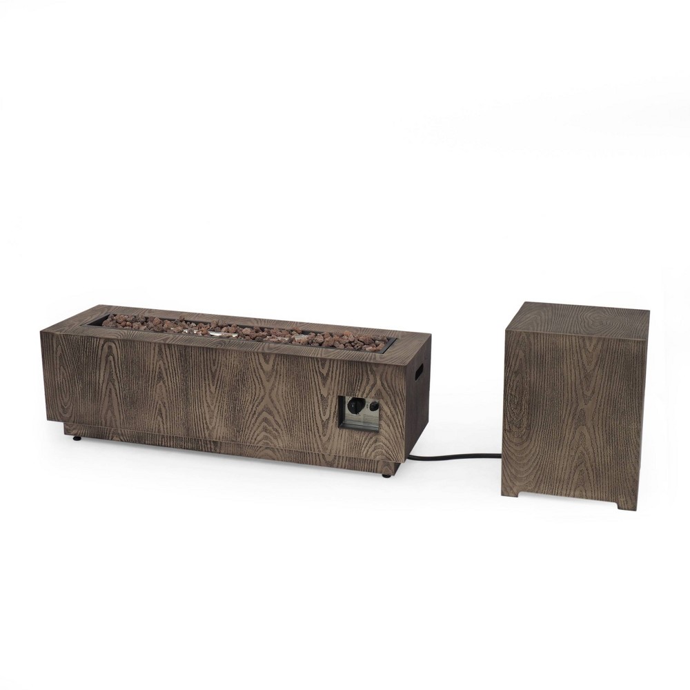 Photos - Electric Fireplace Wellington 48" Rectangular Iron Gas Fire Pit with Tank Holder - Brown - Ch