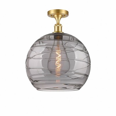 Athens Deco Swirl - 1 Light Semi-Flush Mount In Industrial Style-16.38 Inches Tall and 13.75 Inches Wide