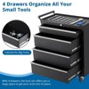 GustoWave 4-Drawers Rolling Tool Chest Cabinet, Tool Storage Organizer Cart with Wheels, Locking System, Portable Toolbox, Black - 4 of 4