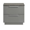 Vynxaria Sleek Contemporary Nightstand, Two-Tone High-Gloss Marble & Lacquer Finish, 2 Full-Extension Drawers , Metal-Finished Legs - 3 of 4