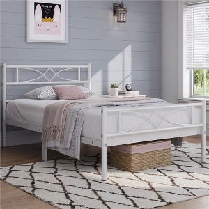 Yaheetech Simple Metal Bed Frame with Curved Design Headboard and Footboard - 1 of 4