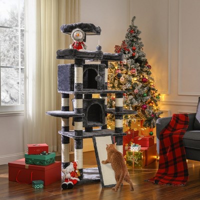 FEANDREA 67-Inch Multi-Level Cat Tree for Large Cats, with Cozy Perches, Stable, Smoky Gray