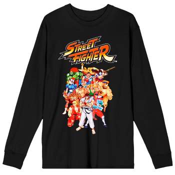 Street Fighter Character Group Men's Black Long Sleeve Shirt