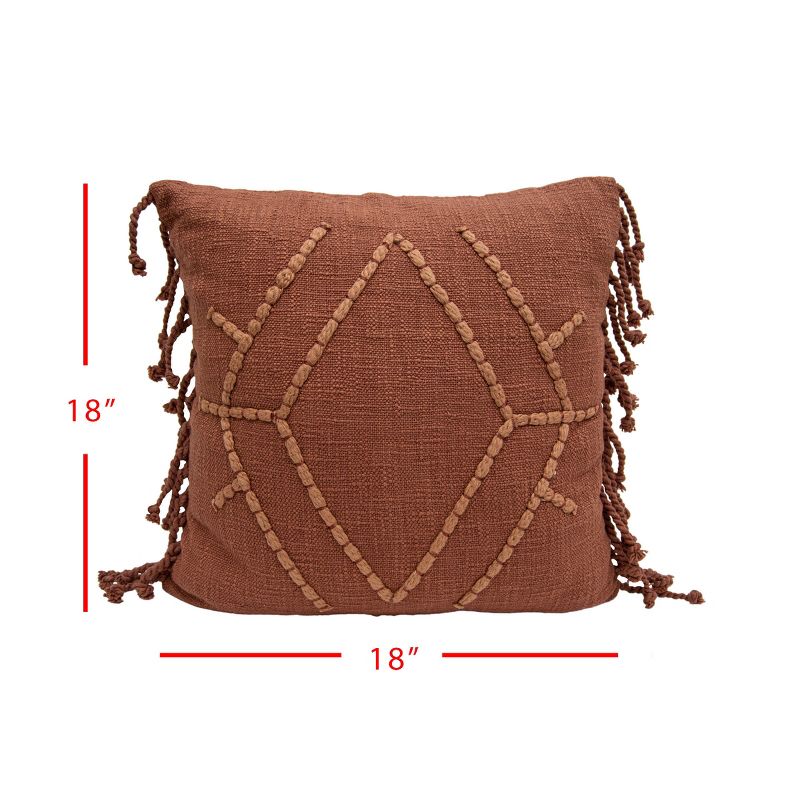 18x18 Inches Hand Woven Rust Cotton with Polyester Fill Pillow - Foreside Home & Garden, 4 of 6