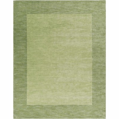 Hauteloom Bordered Solid Green Wool Rug
