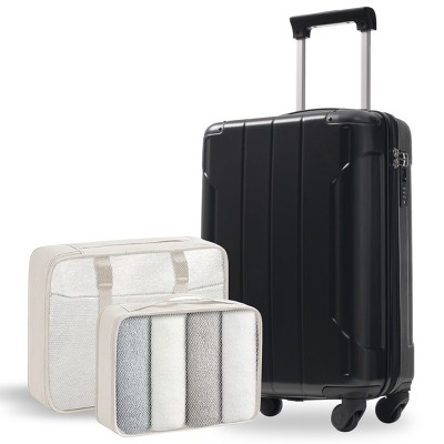 FURNIinspire Bag And Luggage Sets 20 Inch Luggage Set, Lightweight Checked Suitcase with 2 Mesh Bag Travel Business, Black , 8.3"*13.6"*21.5"