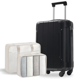 FURNIinspire Bag And Luggage Sets 20 Inch Luggage Set, Lightweight Checked Suitcase with 2 Mesh Bag Travel Business, Black , 8.3"*13.6"*21.5" - 1 of 4
