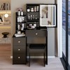 FONTOI 29.2"W/37"W/41"W Makeup Vanity Table with Left Drawer Stool Large Sliding Mirror Capacity Storage for Bedroom Dressing Room, White/Black - 4 of 4