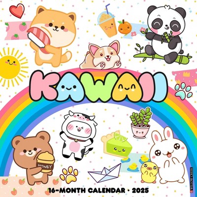 Willow Creek Press Kawaii 2025 Wall Calendar: Monthly Planner, 12x12 Inches, Blue, All Ages, Paper, Sewn Binding