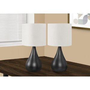 Monarch Specialties Lighting Set Of 2 18inchH Table Lamp Black Metal Ivory / Cream Shade Contemporary - 1 of 4