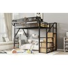 Full Size Loft Bed with Stairs, Storage Shelves and Wardrobe for Kids - 3 of 4