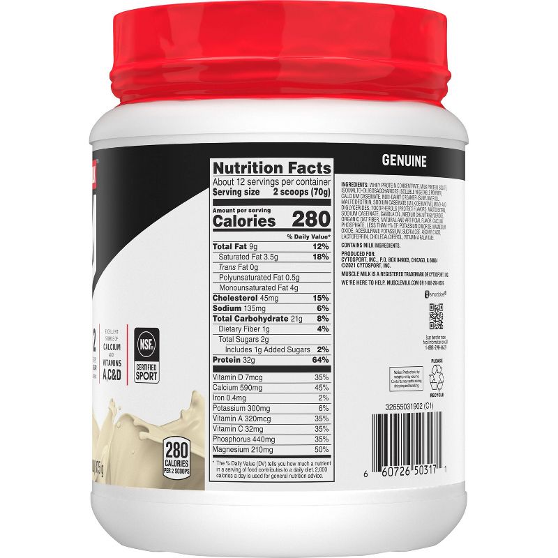 Muscle Milk Genuine Protein Powder - Vanilla Cr&#232;me - 30.9oz, 5 of 7