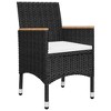 vidaXL 3 Piece Bistro Set Poly Rattan and Tempered Glass Black - 4 of 4