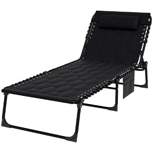TiramisuBest 2 PCS Folding Chaise Lounge Pool Chairs,Outdoor Sun Tanning Chairs with 5-Level Reclining Back,Steel Frame for Beach,Yard,Patio,Dark Gray - 1 of 4