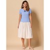 INSPIRE CHIC Women's Bow Neck Solid Short Sleeve Peter Pan Collar Blouse - 3 of 4