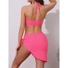 INSPIRE CHIC Women's Rope Circle Halter Ribbed Bikini Sets, Triangle Bottoms Side Tie Cover Up Swimwear Bathing Suits 1 Set - 3 of 4