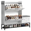 AZL1 Life Concept Shoe Rack Shoe Cabinet Entry Home with Storage Bench 2 Concealed Compartments Narrow Design for Entrance, White, 54"*21"*7" - 4 of 4