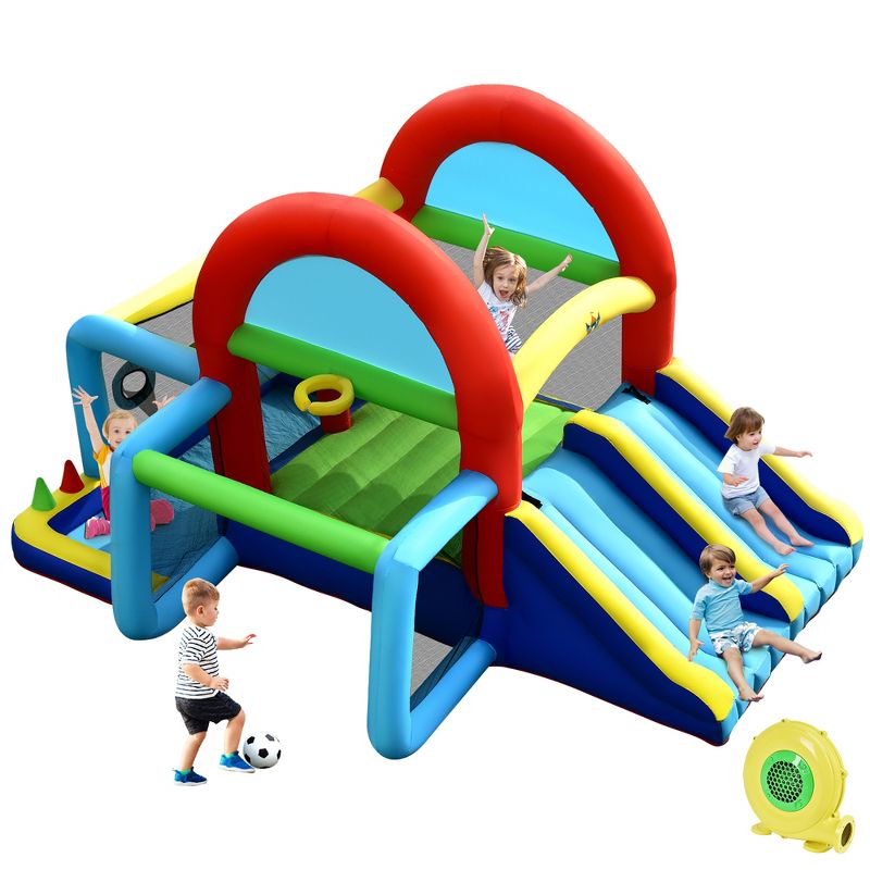 Costway Inflatable Bounce House Kids Bouncy Jumping Castle w/ Dual Slides & 480W Blower, 1 of 9