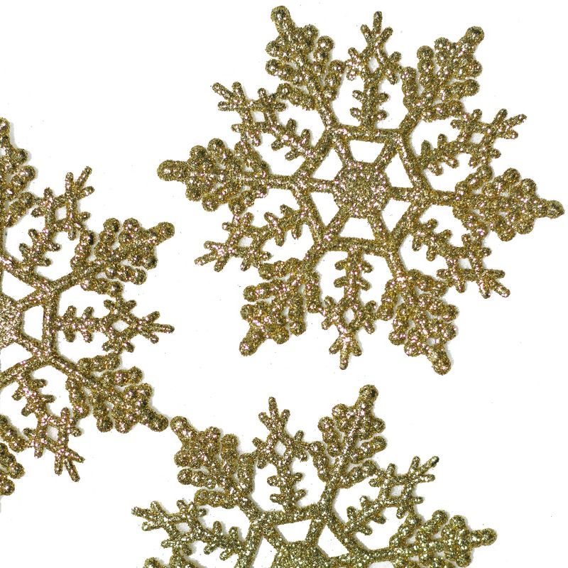 Northlight 24ct Glamour Glitter Snowflake Christmas Ornament Set 4" - Gold, 2 of 5