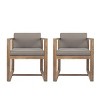 Coolbibila Modern Outdoor Fabric Upholstered Dining Chairs Set of 2,Outdoor Patio Solid Acacia Wood Dining Room Chair,Kitchen Chair - 2 of 4