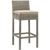 Modway Conduit Bar Stool Outdoor Patio Wicker Rattan Set of 2 - Light Gray Beige - 2 of 4