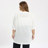 Women's Plus Size Open Front Hollow Out Crochet Knit 3/4 Sleeve Side Slits Lightweight Cardigans - GRACE & GRANDEUR - 3 of 4
