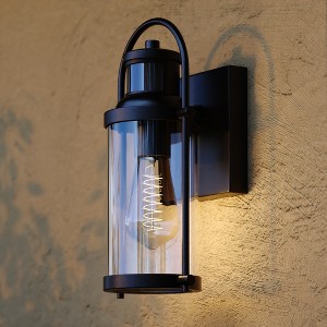 VAXCEL Winfield 5.75-in. 1 Light Black Motion Sensor Dusk to Dawn Outdoor Wall Lantern Clear Glass - 1 of 4