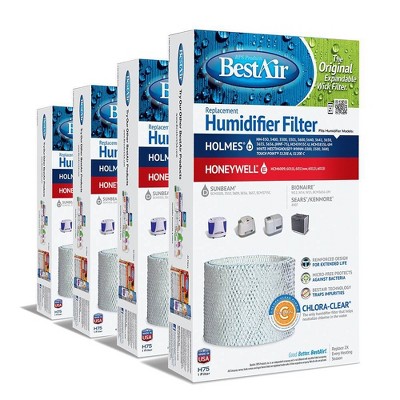 BestAir 4pk H75 Humidifier Air Control Filter for Holmes and Honeywell