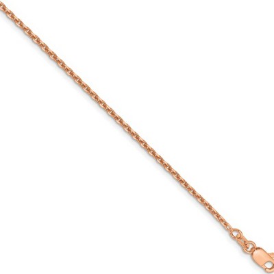 Black Bow Jewelry 1.65mm 14k Rose Gold Solid Diamond Cut Cable Chain Necklace