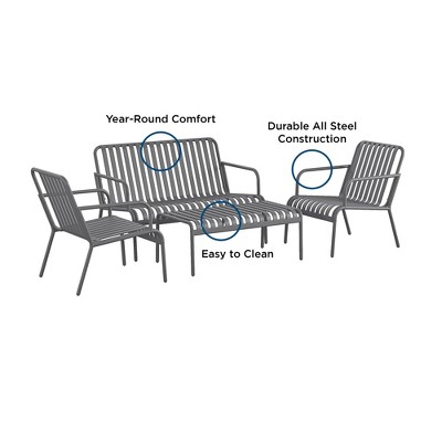 Charcoal Steel 4-Piece Outdoor Conversation Set