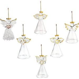 4E's Novelty Glass Angel Ornaments for Christmas Tree (Set of 24) - 2.5" Mini Angels Decor, Clear Spun Glass Angel Ornaments - 1 of 4