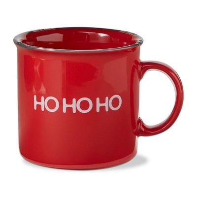 tagltd Hohoho White Sentiment Red Stoneware Dishwasher Safe Camper Mug, 16 oz.