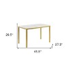 HomeRoots 47" White and Gold Faux Marble and Metal Dining Table - 3 of 4