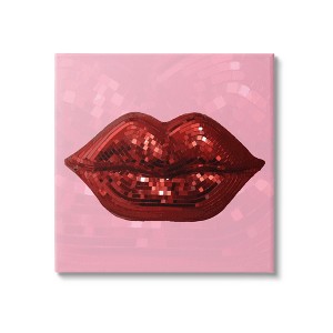 Stupell Industries Bold Pink & Red Lips Disco Pattern Canvas Wall Art - 1 of 3