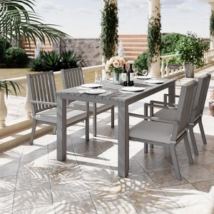 Heynemo 5 Pieces Patio Dining Sets, Aluminum Outdoor Dining Table with 4 Chairs & Removable Cushion for Lawn, Garden, Backyard - 1 of 4