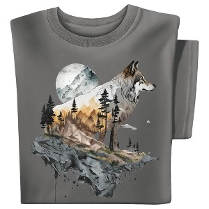 Collections Etc Majestic Mountain Wolf Short Sleeve Graphic T-Shirt - 1 of 4