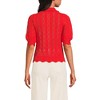 Lands' End Women's Lace Pointelle Puff Sleeve Cardigan Sweater - 2 of 4