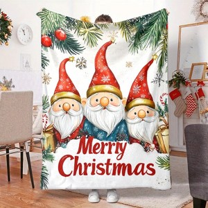 Lomsoe Christmas Dwarf Print Flannel Blanket - All Seasons Soft and Warm Throw Blanket for Bed, Napping, Camping, Travel, Office - 1 of 4