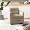 Eulalia 28.74''Wooden Upholstery Wide Genuine Leather Swivel Chair with Swivel Metal Base and  Squared Arms | ARTFUL LIVING DESIGN - 2 of 4