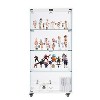 Okak Display Cabinet, 4 Tier Storage Cabinet with 2 Doors and Wheels, Freestanding Cabinet for Living Room, Hallway and Office, White - 3 of 4