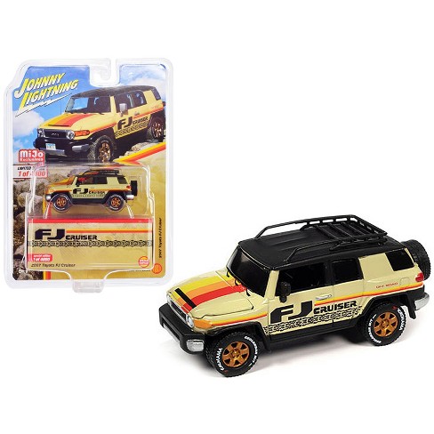 2007 Toyota FJ Cruiser Beige w/Stripes and Black Top with Roofrack Ltd Ed  to 4800 pcs 1/64 Diecast Model Car by Johnny Lightning