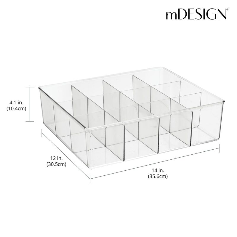 mDesign Plastic Divided Closet, Drawer Storage Bin, Multiple Sections, 4 of 10