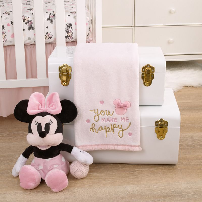 Disney Minnie Mouse My Happy Place Pink Super Soft Appliqued Baby Blanket, 4 of 7